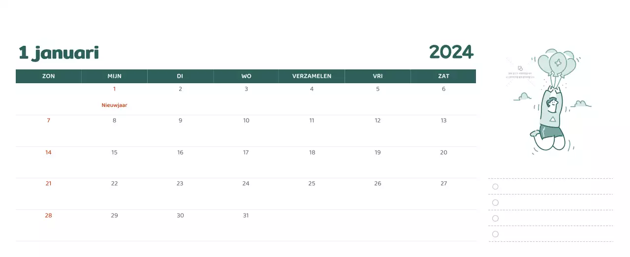 Een kalender met kleurrijke, emotionele illustraties