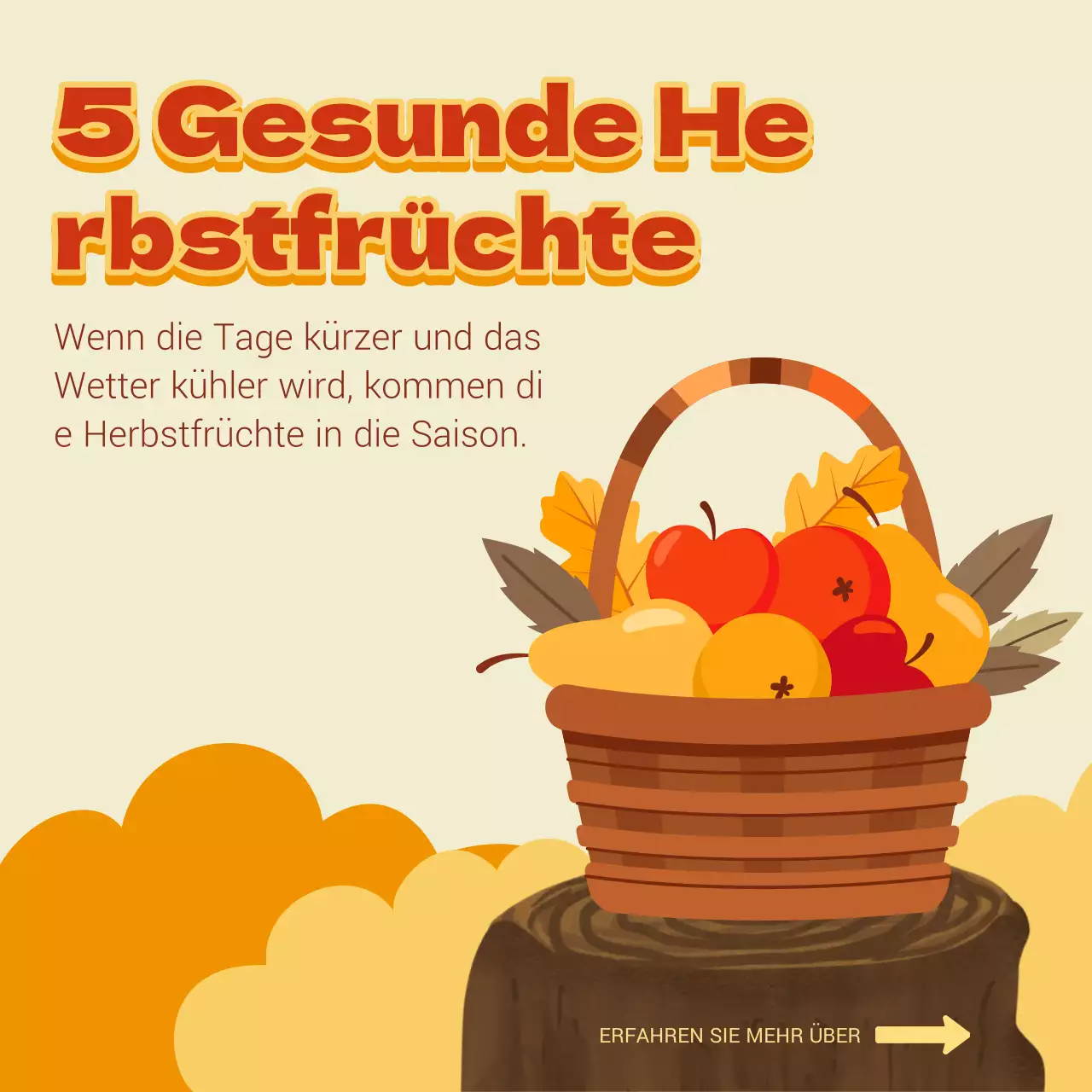 Einfaches Beige und Orange zur Förderung von Obst der Saison