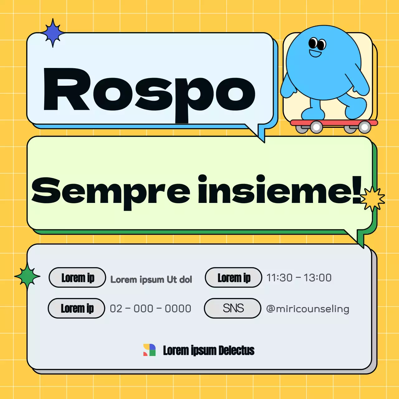 Promuovere un semplice centro giovanile giallo e azzurro