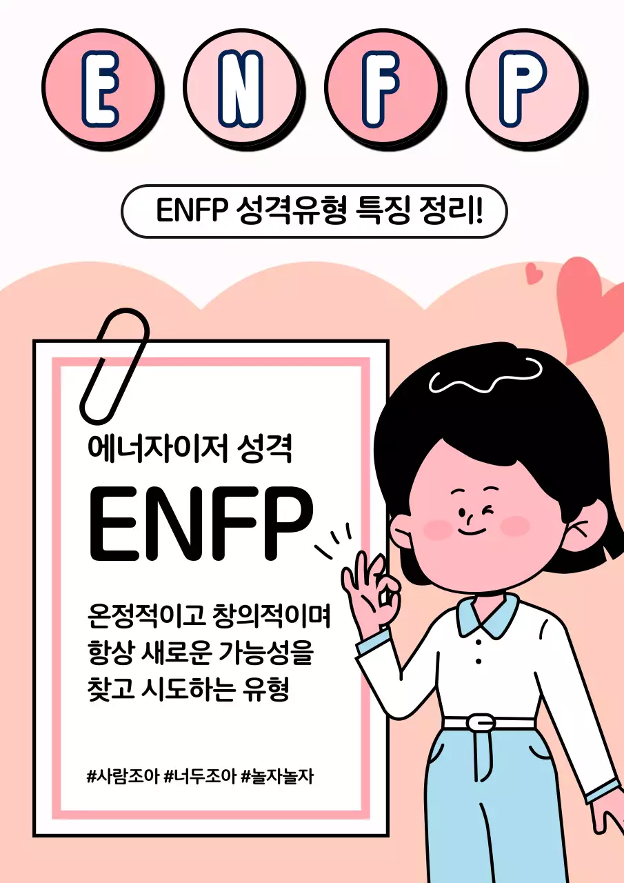 핑크색과 파랑의 패러디 MBTI 유형 별 캐릭터 짤