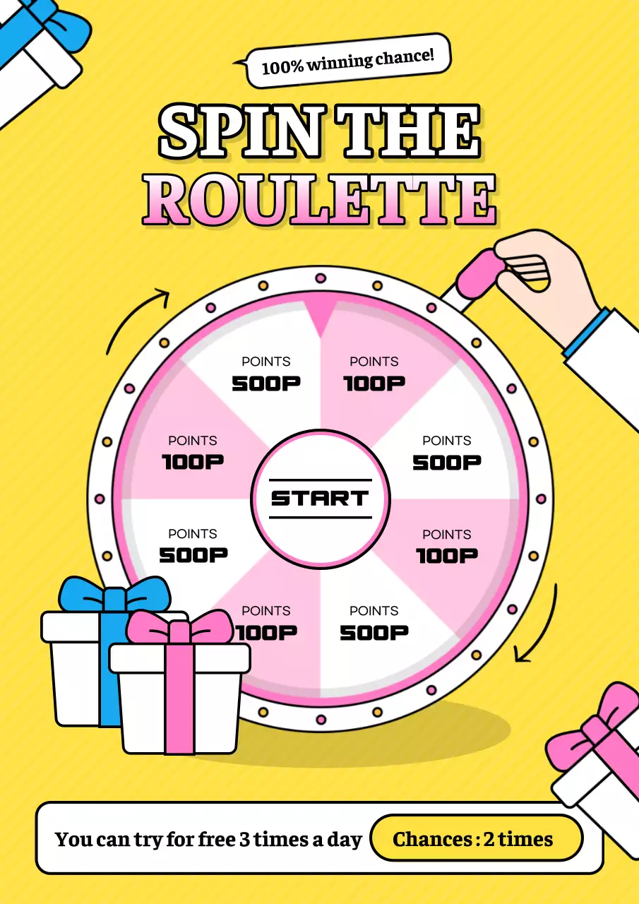 Yellow Trendy Roulette Promotion Poster
