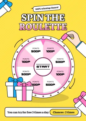 Yellow Trendy Roulette Promotion Poster