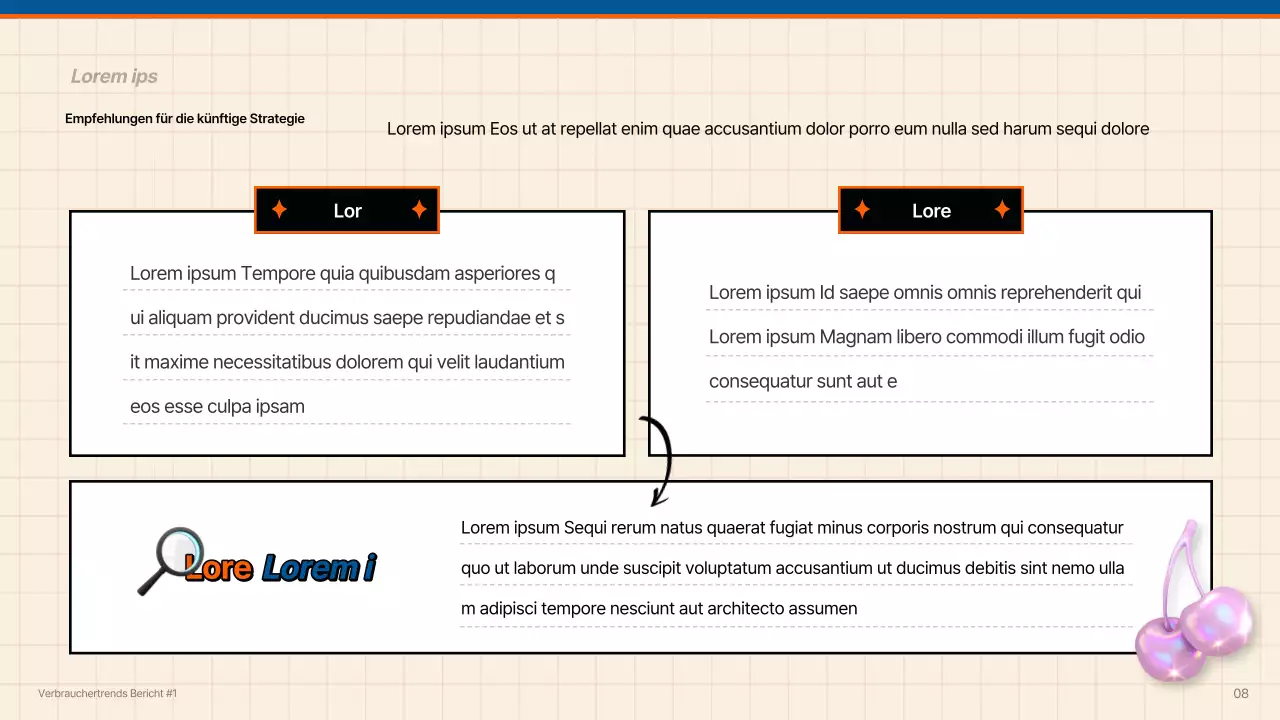 Kitschiger Verbrauchertrendbericht in Blau und Orange