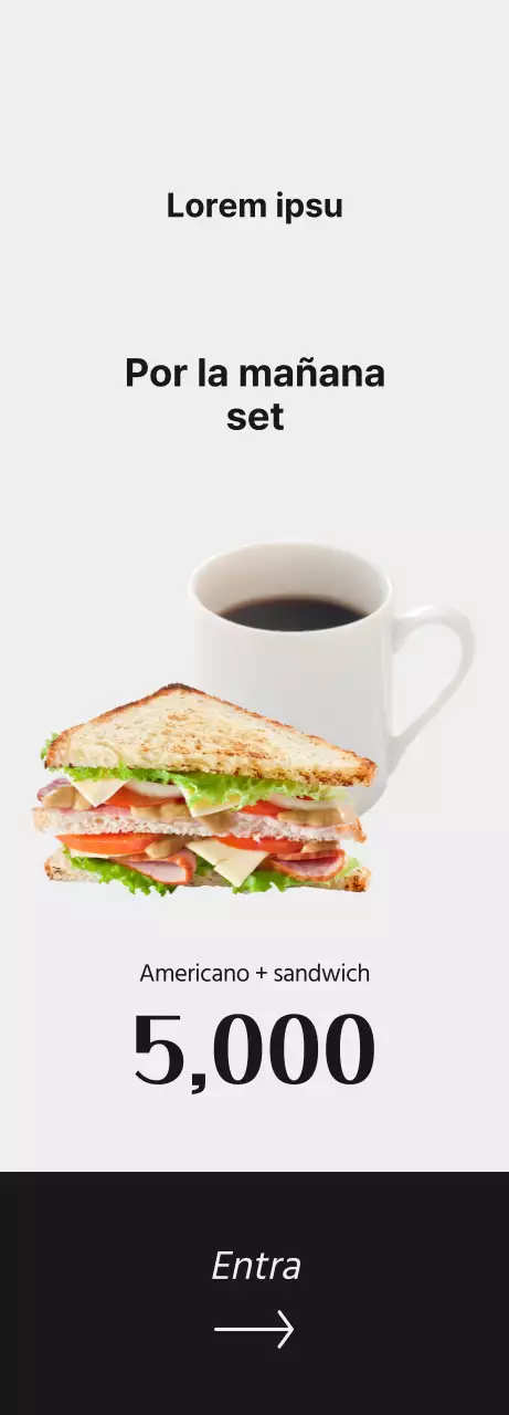 Promocione su cafetería con imágenes de café y fuente negra para un aspecto limpio