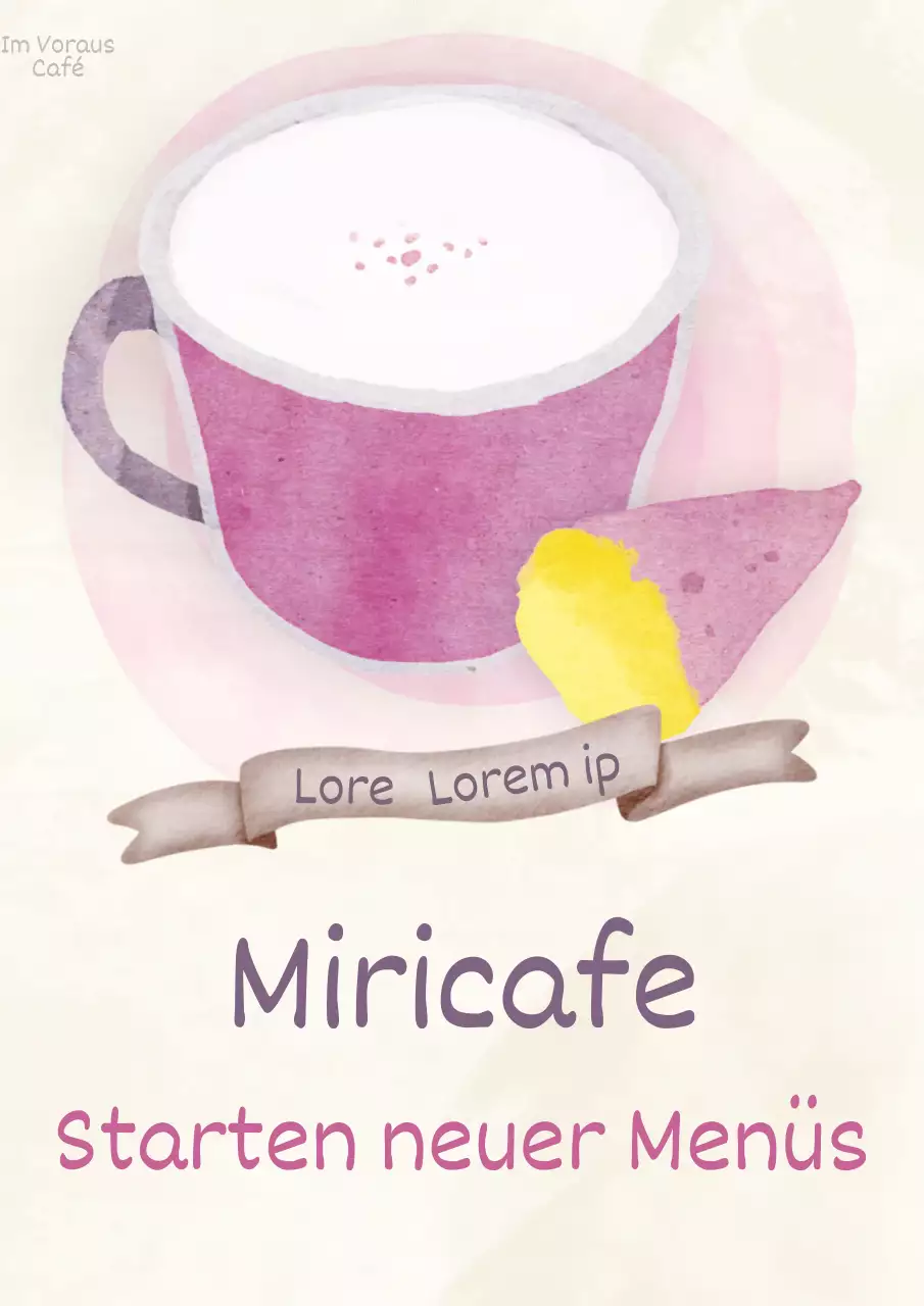 Werbung für ein trendiges Café-Menü in Elfenbein und Lila