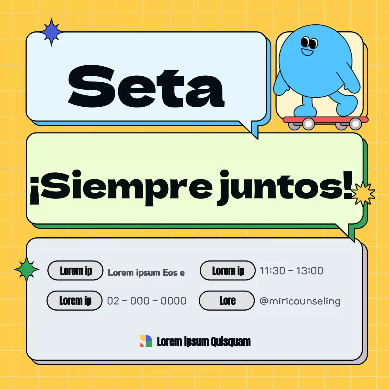 Promover un sencillo centro juvenil amarillo y azul claro