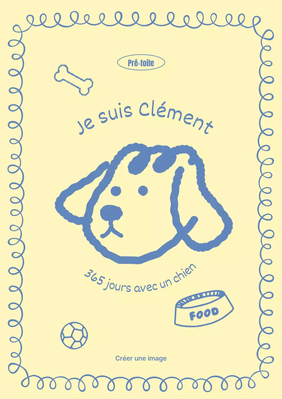 Couverture de livre minimaliste pour chien en jaune et bleu clair
