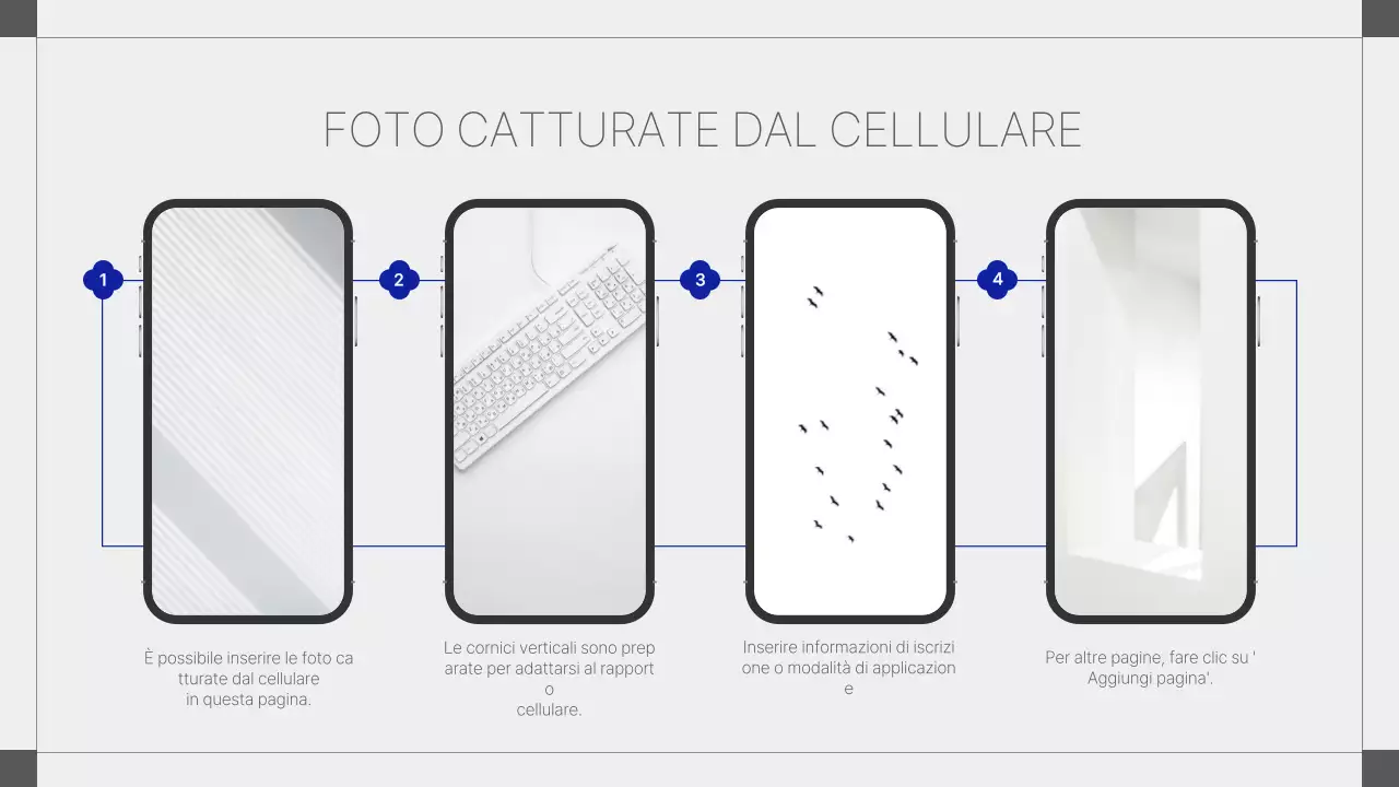 Proposta di collage di foto geometriche in bianco e blu