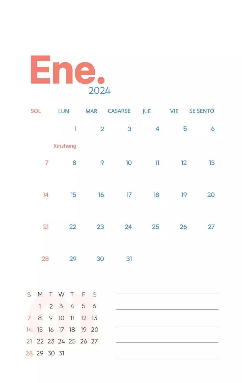 Calendario laboral con bellas ilustraciones