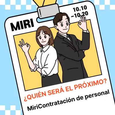 Kitschy anuncio de nueva contratación con un fondo azul claro