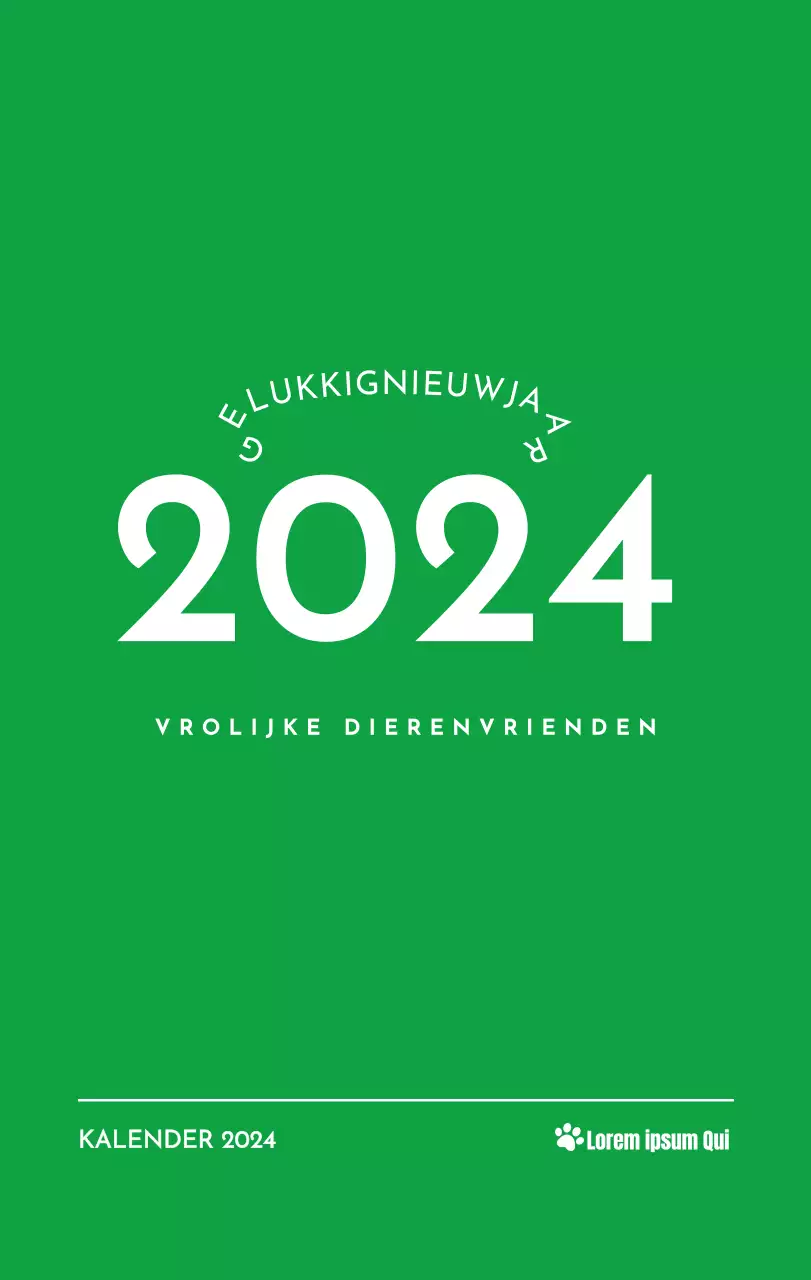 Een kalender met een afbeelding van een puppy en een schattige boodschap in groene accenten