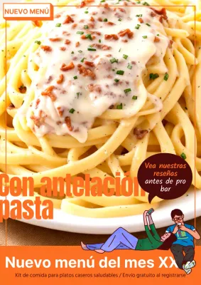 Anuncios de pasta de colores naranja y amarillo