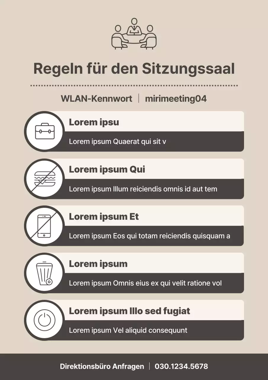 Ein Leitfaden für einfache Regeln für beige- und elfenbeinfarbene Sitzungsräume