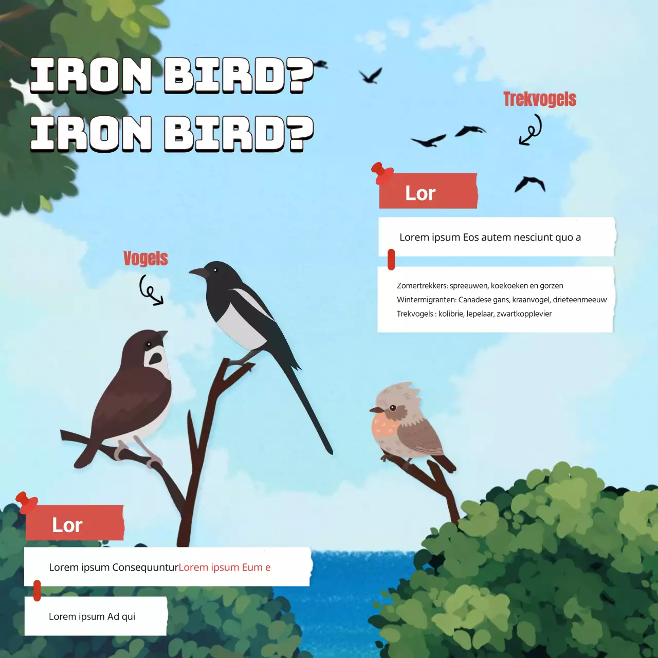 Tropische oktober Wereld Trekvogeldag leermiddelen in groen en lichtblauw