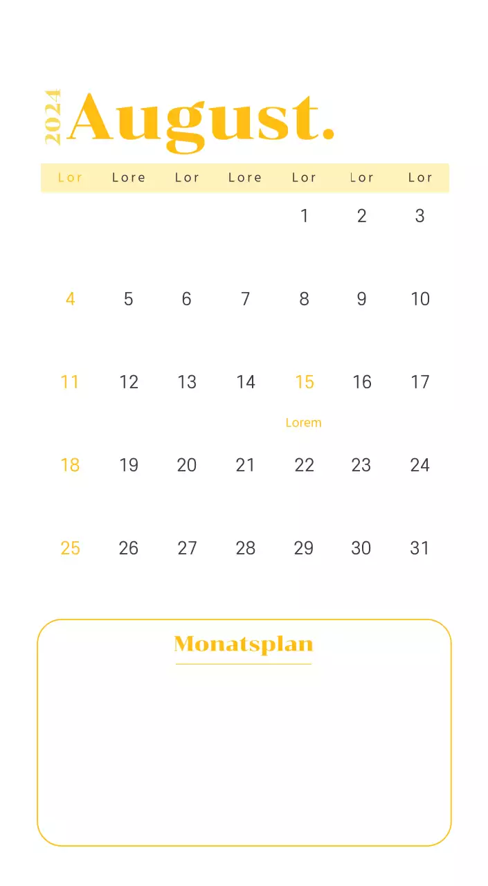 Kalender mit Jugendillustrationen auf gelbem und grünem Hintergrund