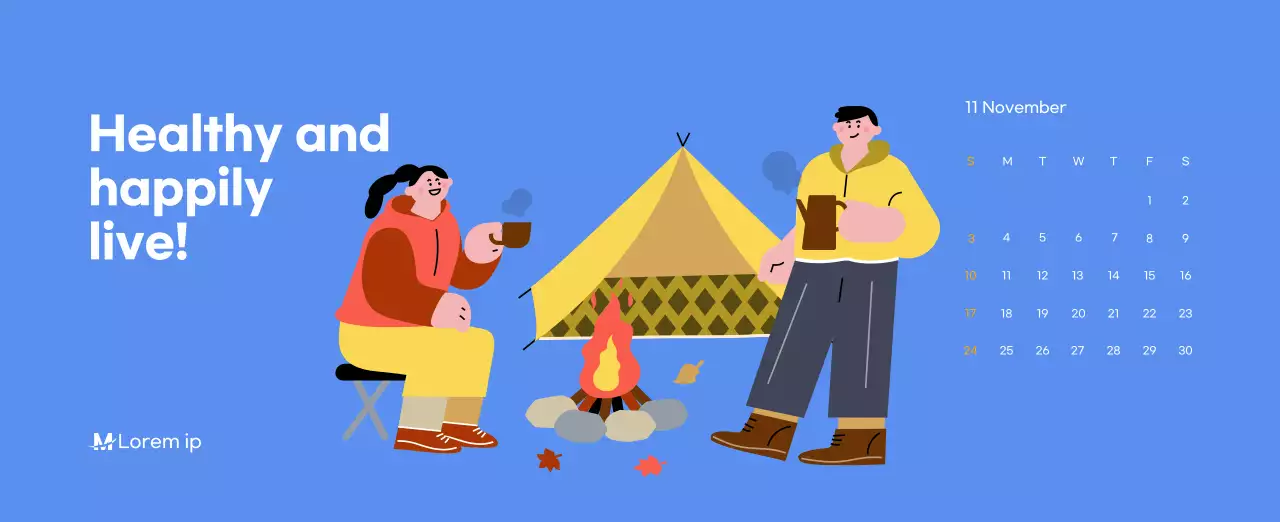 Motivational calendar with energetic illustrations and positive quotes on a light blue background