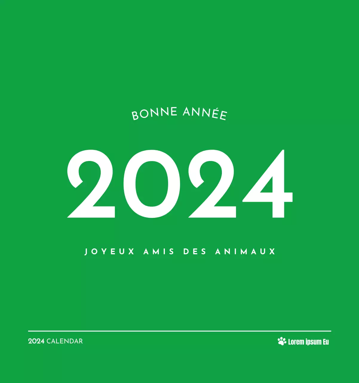 Un calendrier avec la photo d'un chiot et un message mignon aux accents verts.