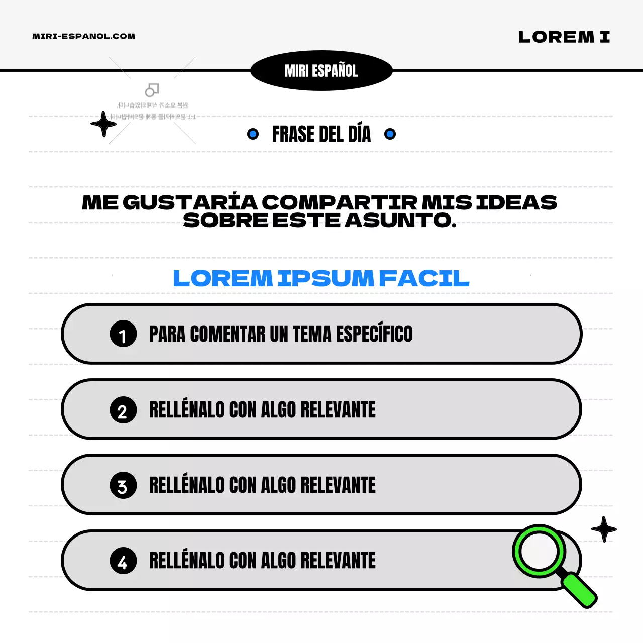 Promover el inglés comercial kitsch azul y chartreuse