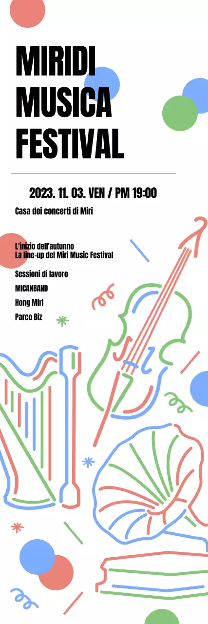 Promuovere concerti musicali con concetti colorati e simpatici