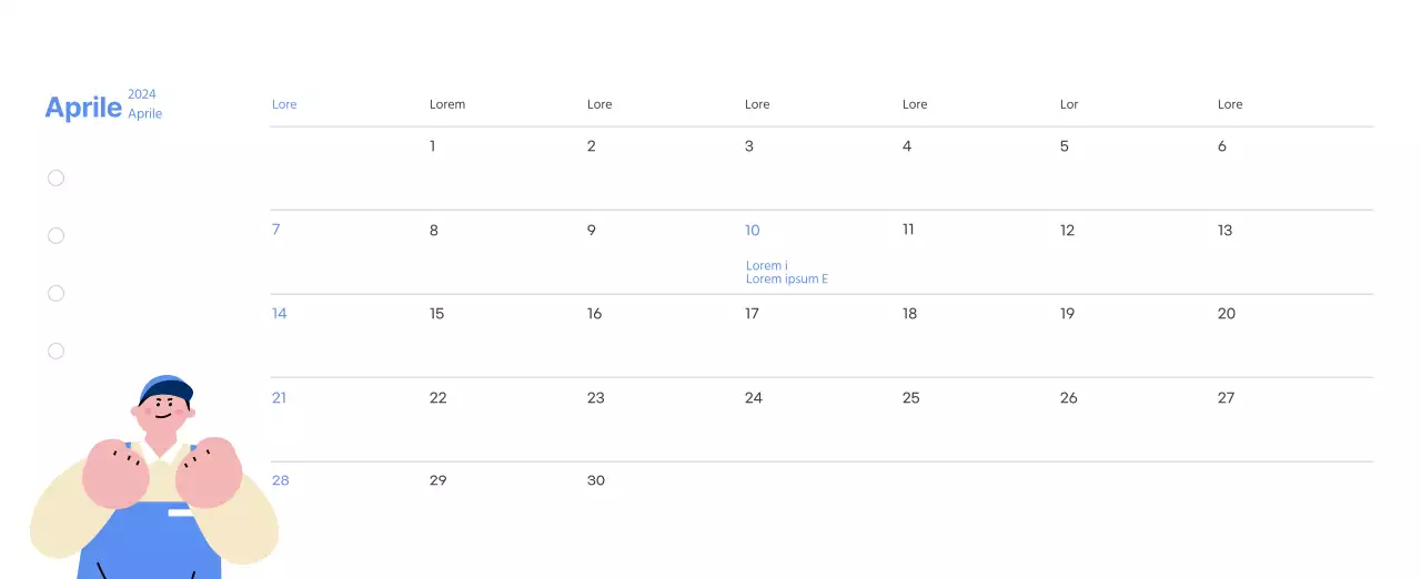 Calendario motivazionale con illustrazioni energetiche e citazioni positive su sfondo azzurro
