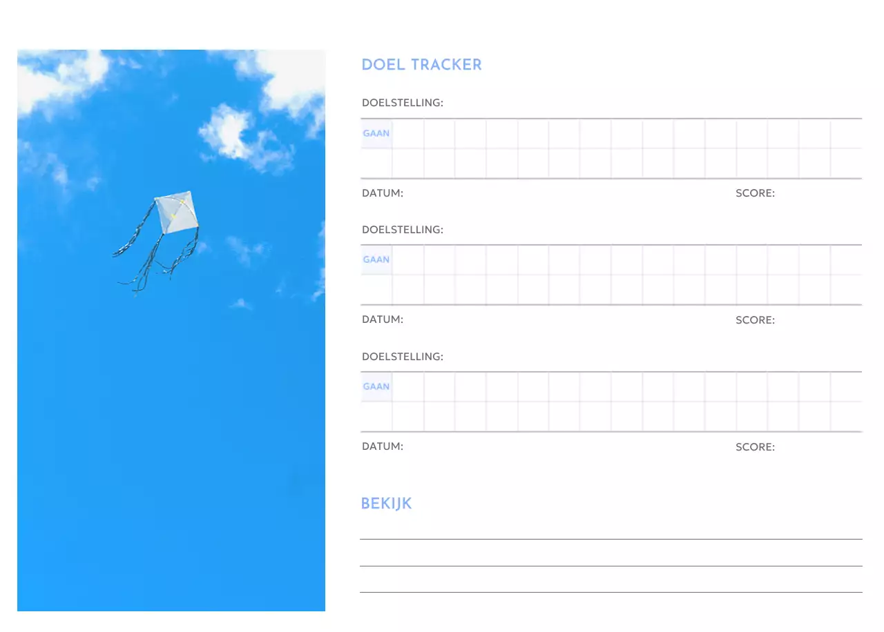 Goal tracker kalender met een vleugje blauw