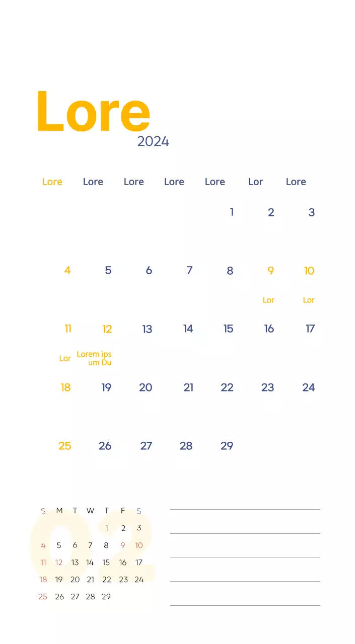 Calendario di lavoro con splendide illustrazioni