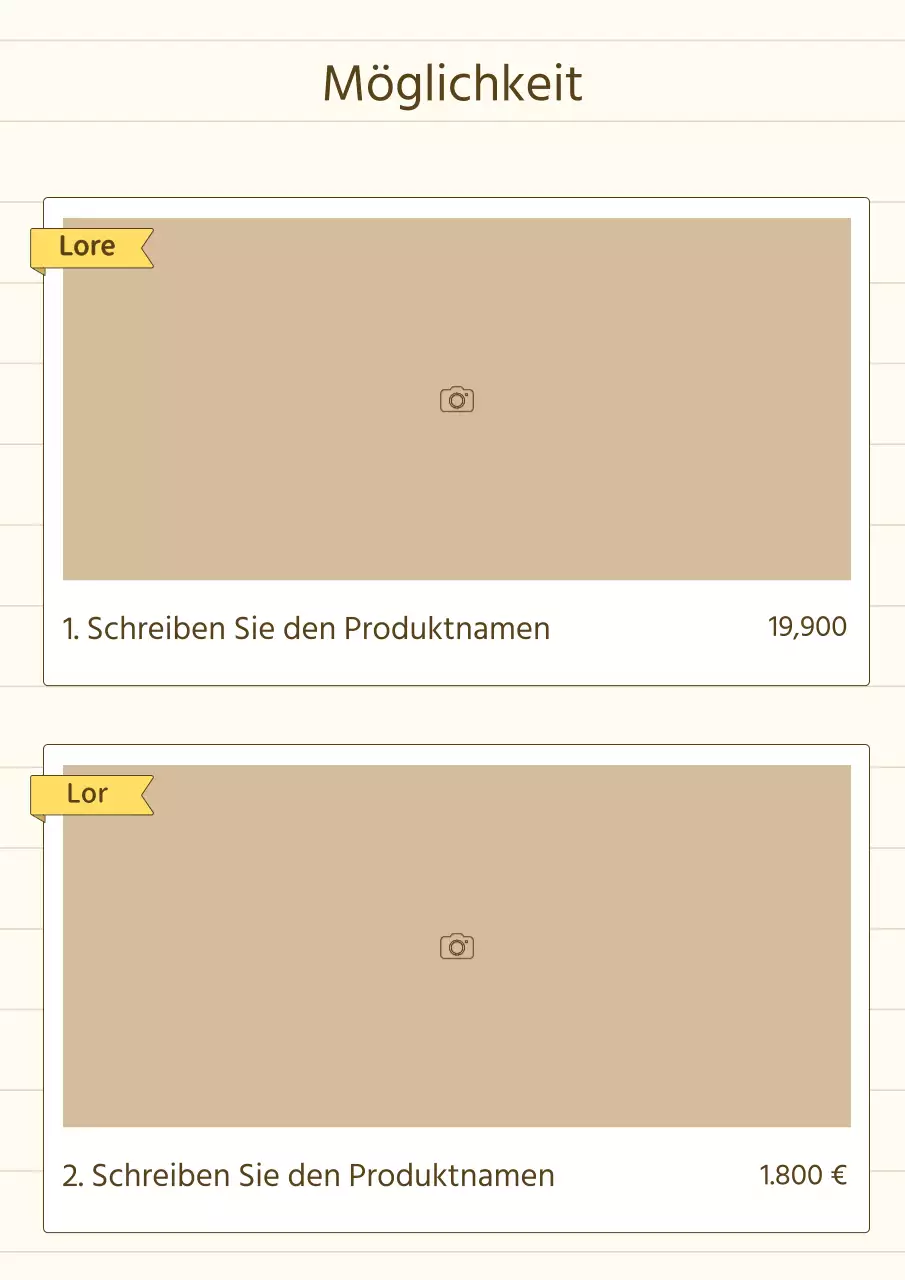 Eine einfache Storytelling-Produktpräsentation in Gelb und Beige