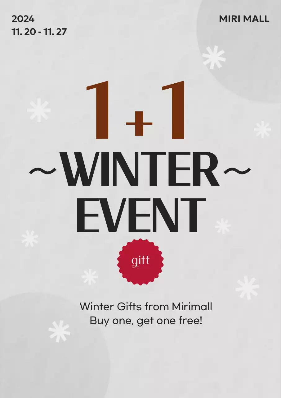 Winter promotion emphasizing buy one get one free with Rudolph concept typography on a light gray background