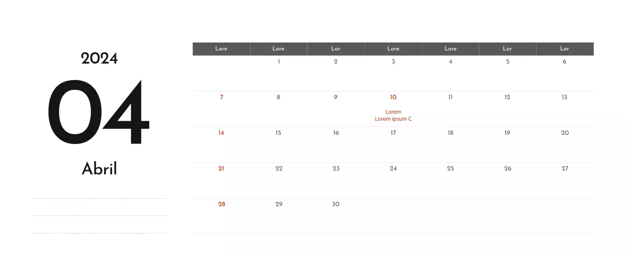 Un sencillo calendario corporativo en gris