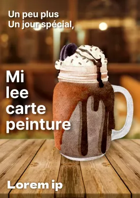 Promouvoir un menu de café minimaliste en marron et beige