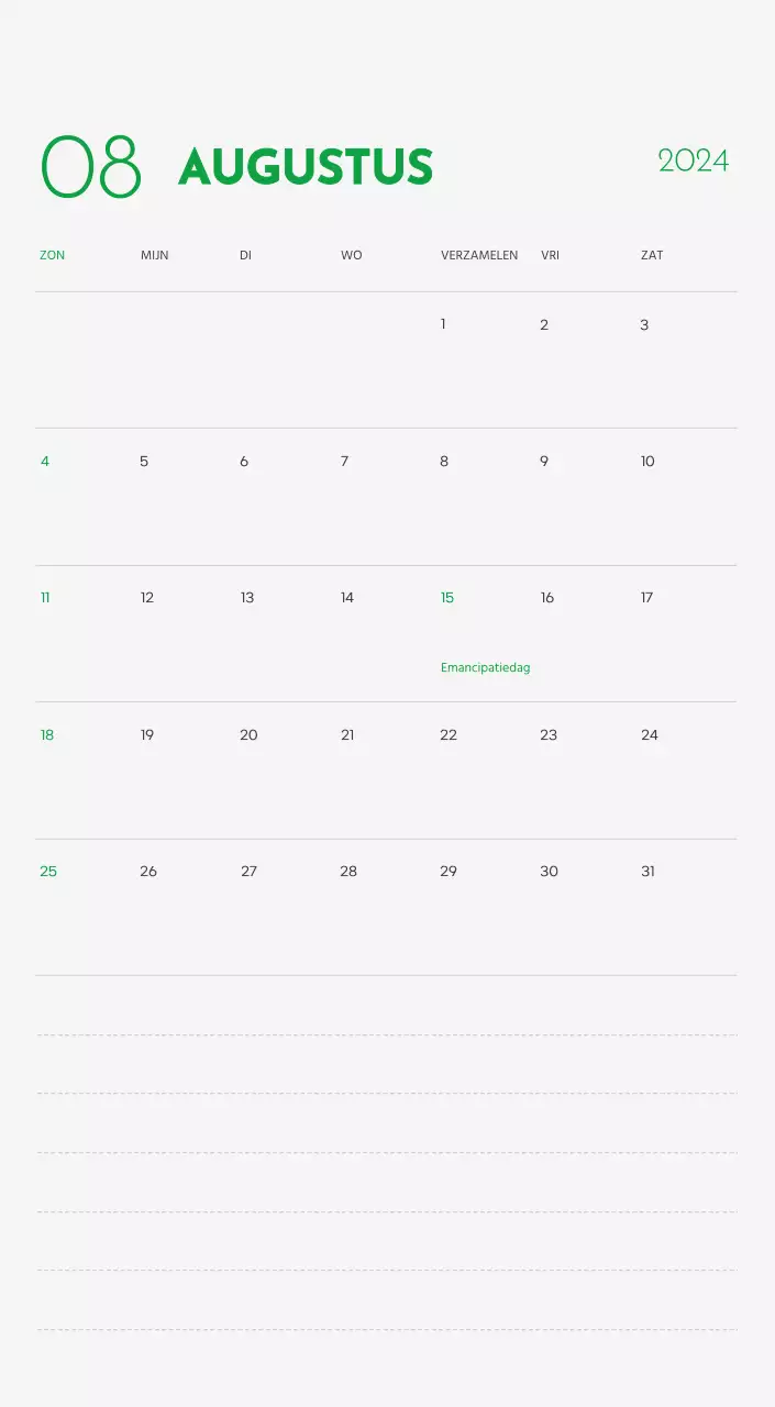 Een kalender met een afbeelding van een puppy en een schattige boodschap in groene accenten