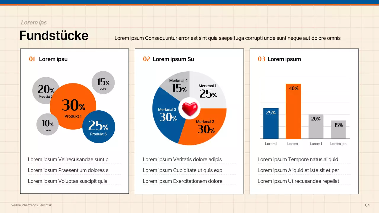 Kitschiger Verbrauchertrendbericht in Blau und Orange