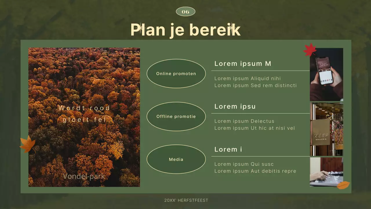 Een eenvoudige en moderne herfstfeestplanner in groen en beige