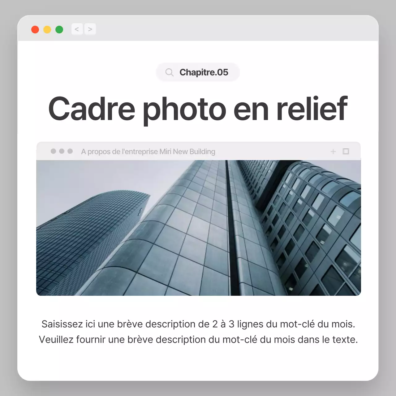 Profil d'entreprise avec un concept de navigation simple en gris et blanc