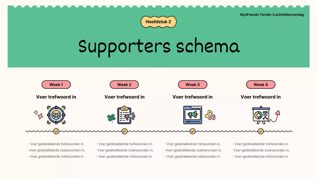  Kitscherige groene en gele verslagen van supportersactiviteiten
