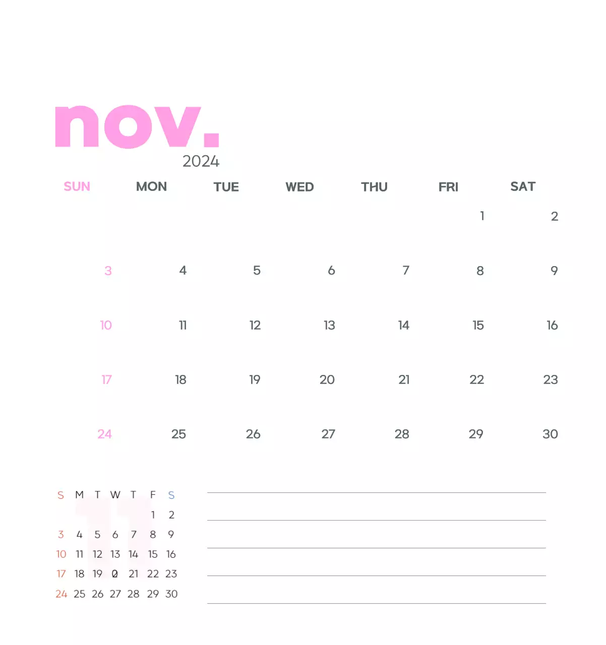Work calendar with beautiful illustrations