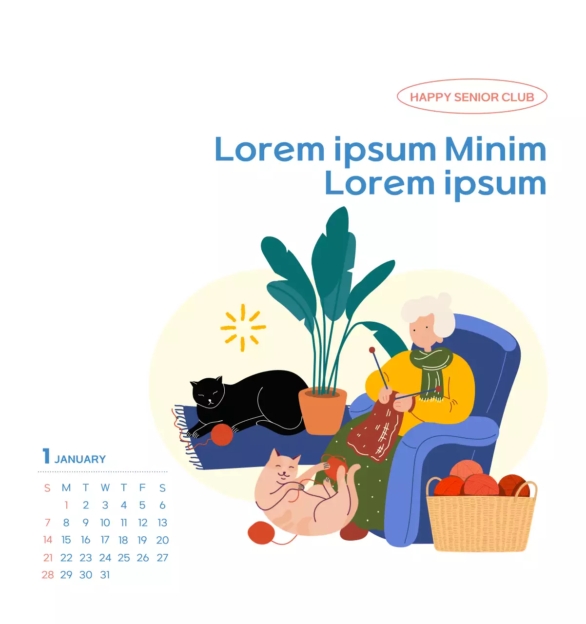 Work calendar with beautiful illustrations