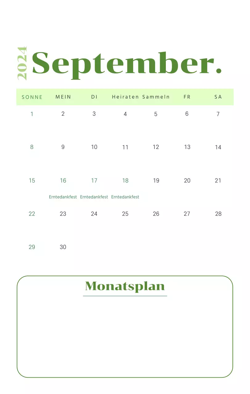 Kalender mit Jugendillustrationen auf gelbem und grünem Hintergrund