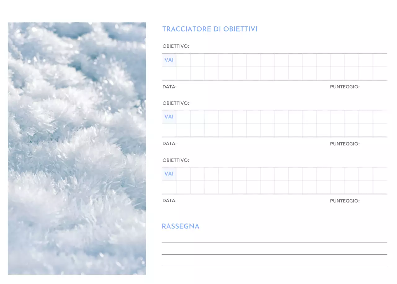 Calendario con tracker degli obiettivi con accenti blu