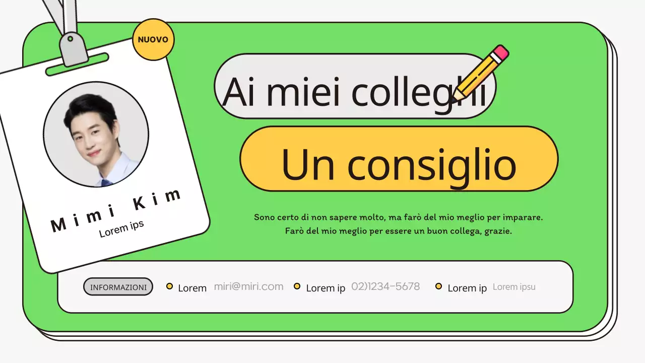 Una lettera di presentazione kitsch per nuove assunzioni in giallo e chartreuse