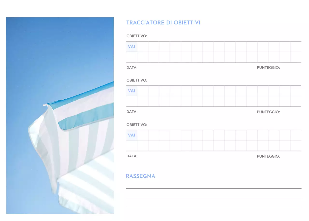 Calendario con tracker degli obiettivi con accenti blu