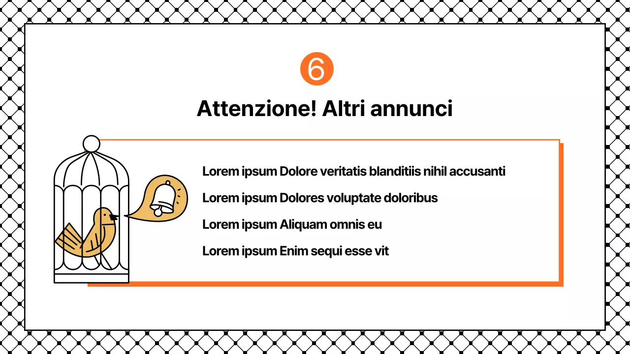 Presentazione semplice con accenti neri e arancioni