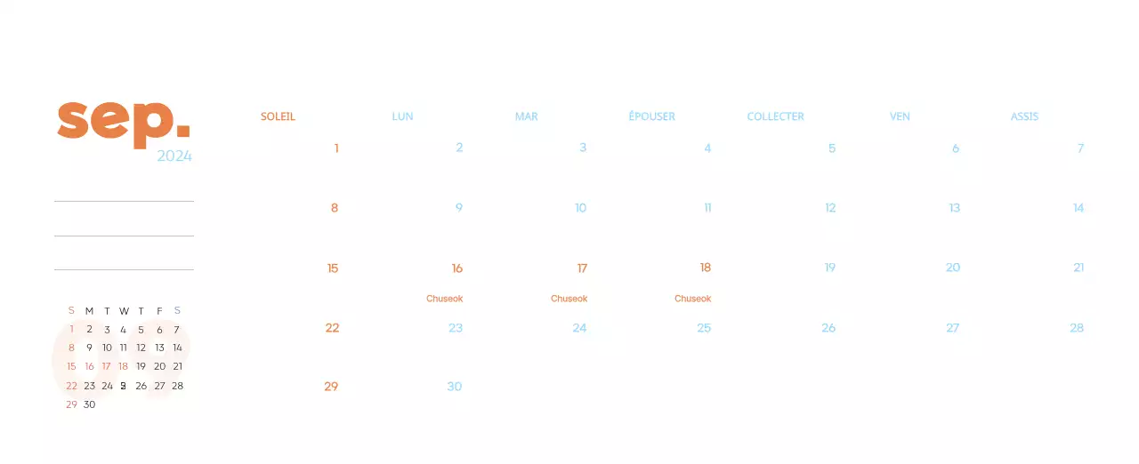 Calendrier de travail avec de belles illustrations