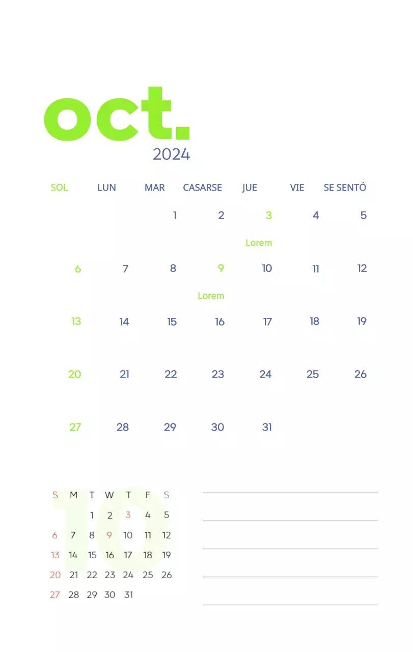 Calendario laboral con bellas ilustraciones