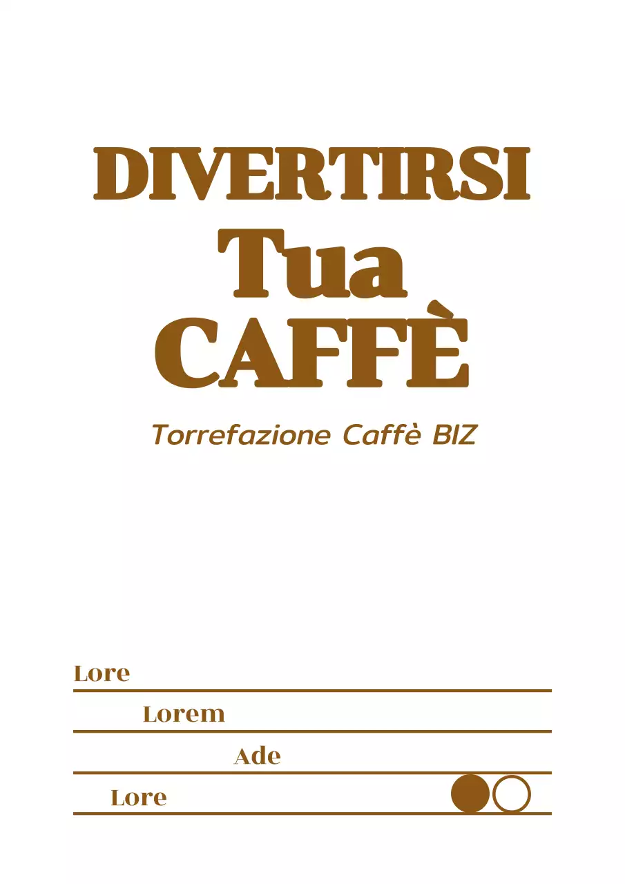 Semplice segnaletica del menu del caffè nei toni del marrone