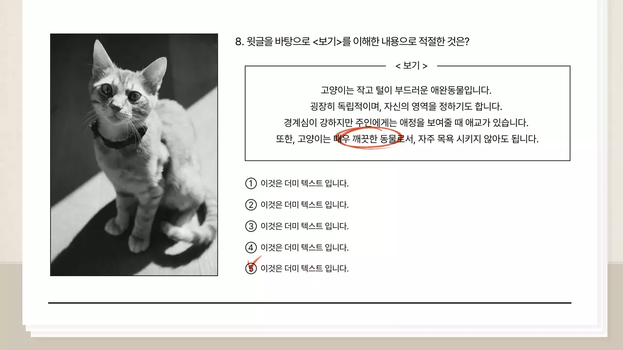 베이지색의 심플한 학교 시험지 강의자료