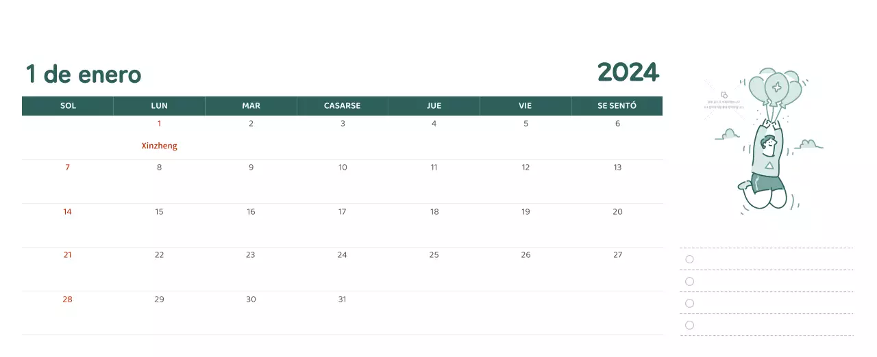 Un calendario con ilustraciones llenas de color y emoción