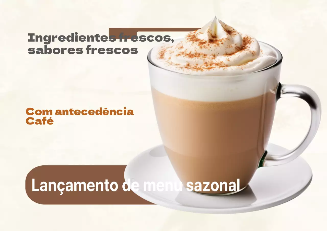 Anúncio de evento de café minimalista em bege e marfim