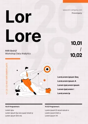 Een eenvoudige workshopaankondiging in zwart en oranje