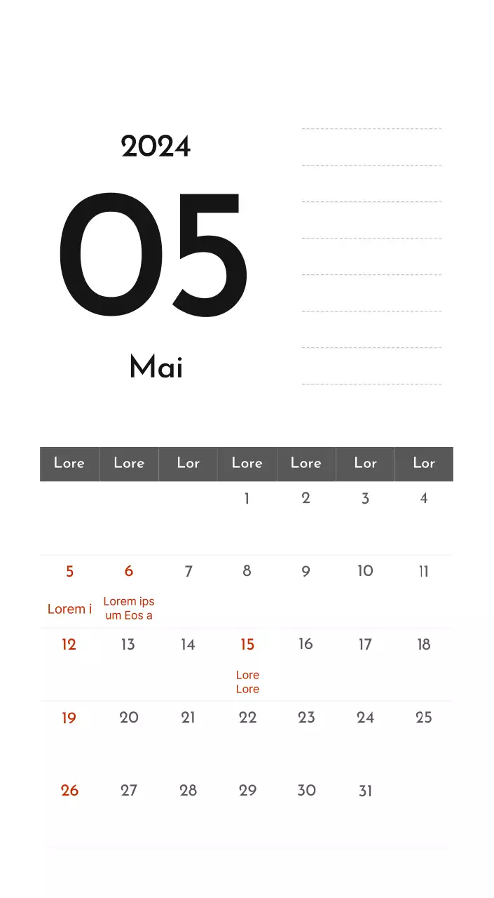 Un calendrier d'entreprise simple en gris